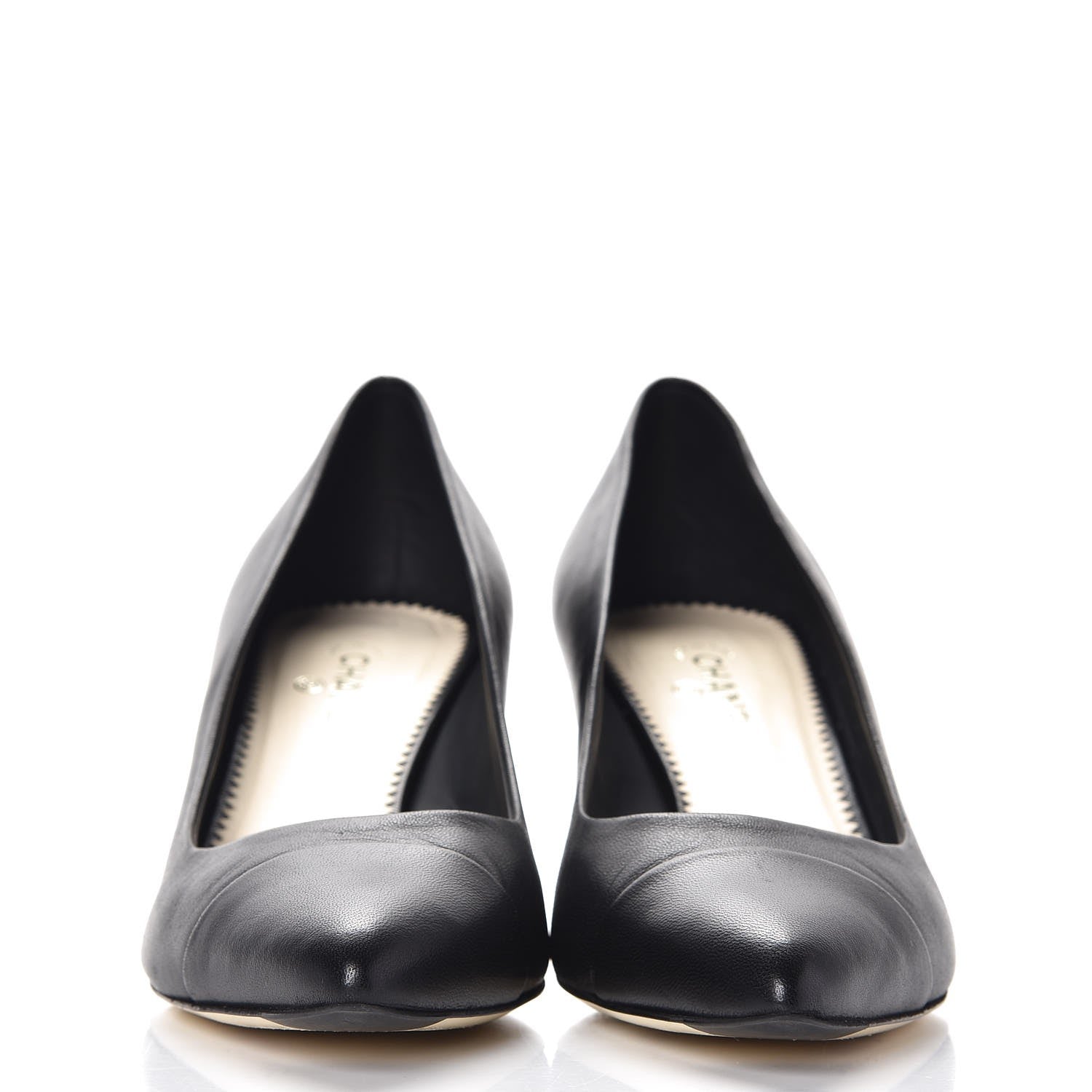 Chanel Lambskin Cap Toe Pearl Pumps 38.5 Black 2 of 11