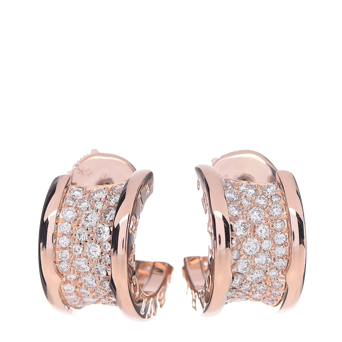 18K Rose Gold Diamond B.Zero1 Huggie Earrings