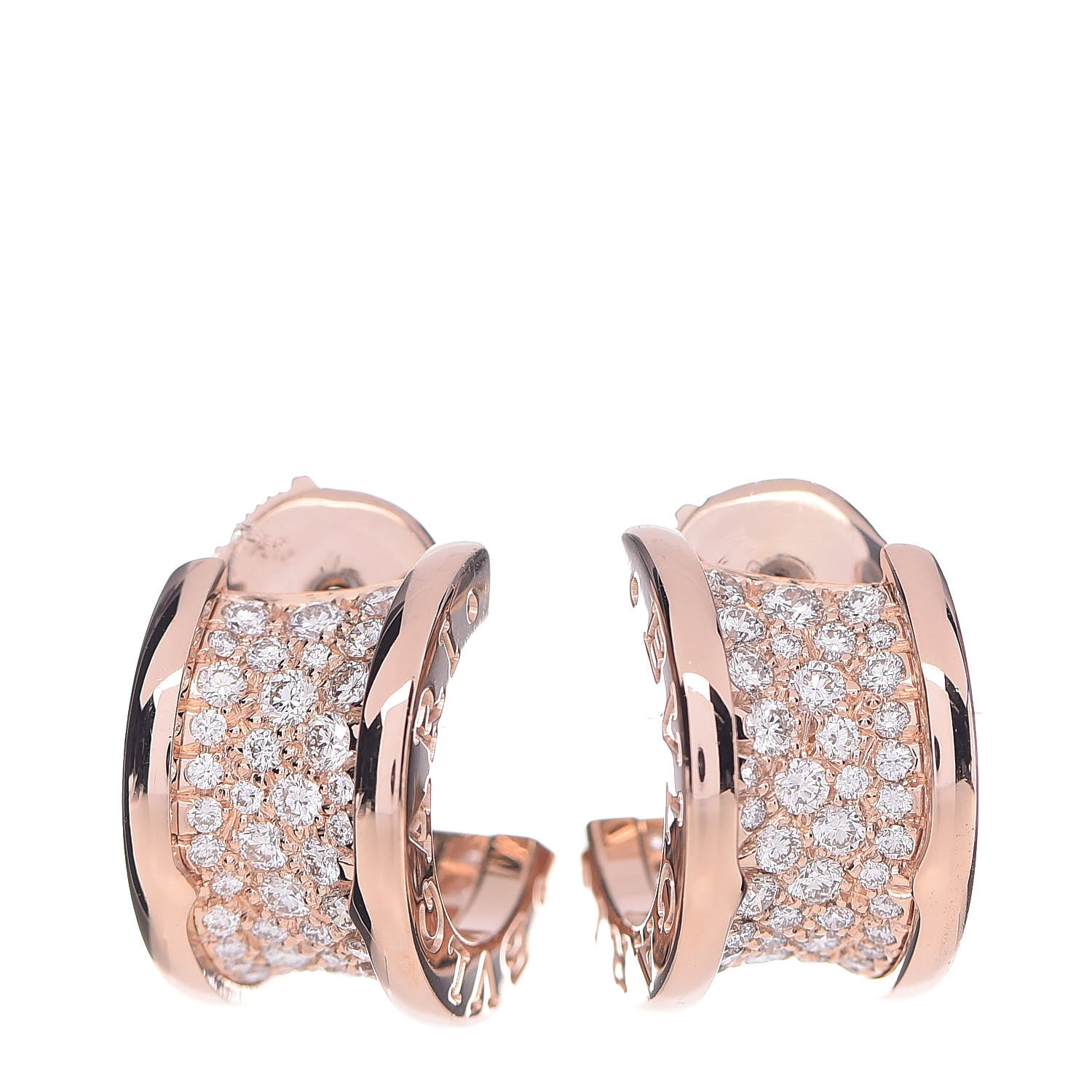 Bulgari 18K Rose Gold Diamond B.Zero1 Huggie Earrings 1 of 5