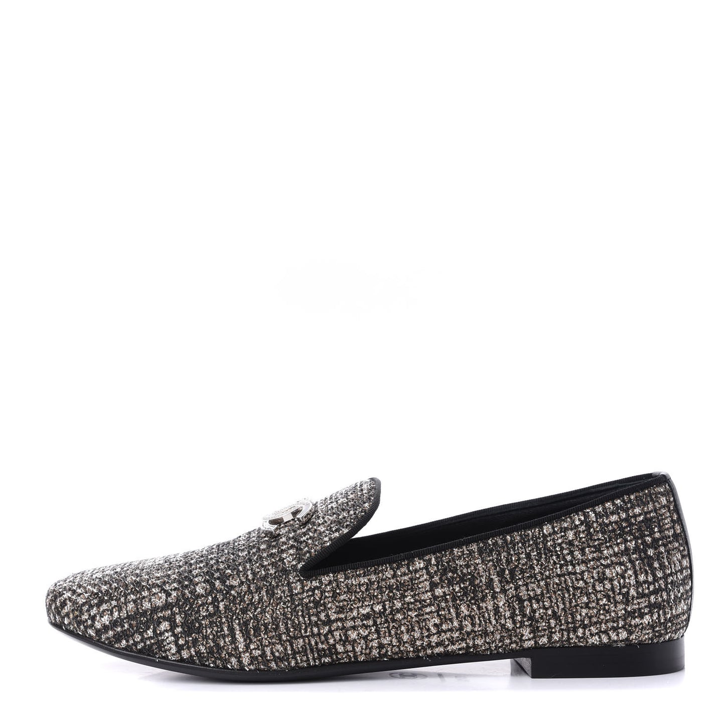 Fantasy Fabric Grosgrain CC Mocassin Loafers 37 Pink Black