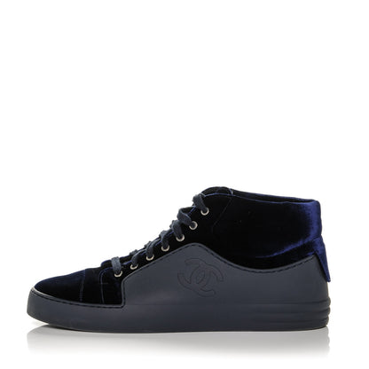 Chanel Calfskin Velvet CC Sneakers 41 Black Blue 1 of 9