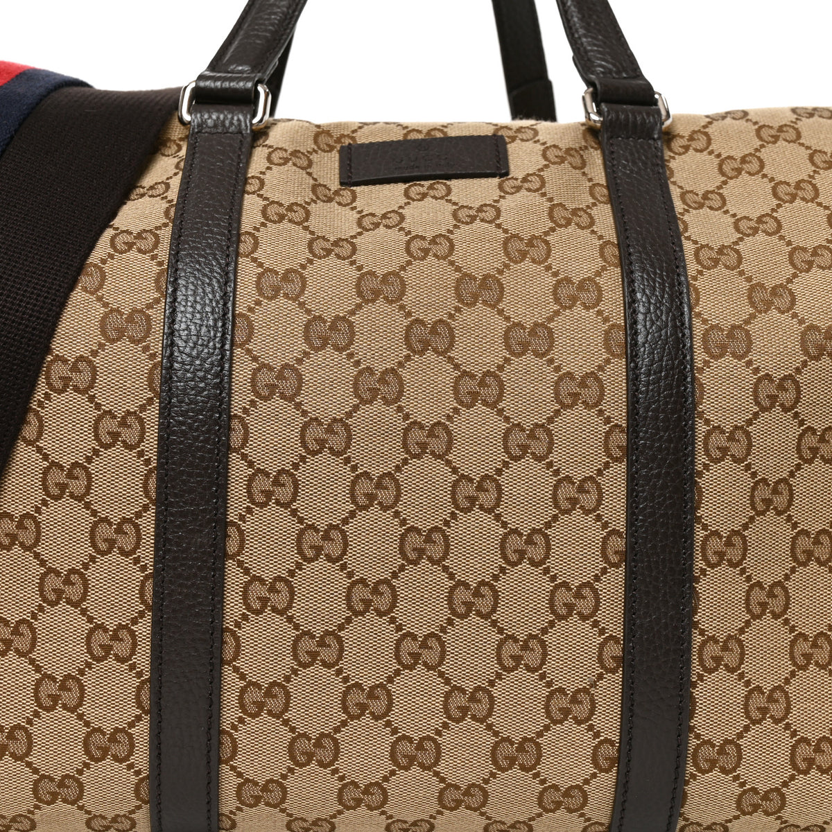Gucci Monogram Dollar Calfskin Boston Duffle Bag Beige Ebony Testa di Moro Marrone Scuro 8 of 10