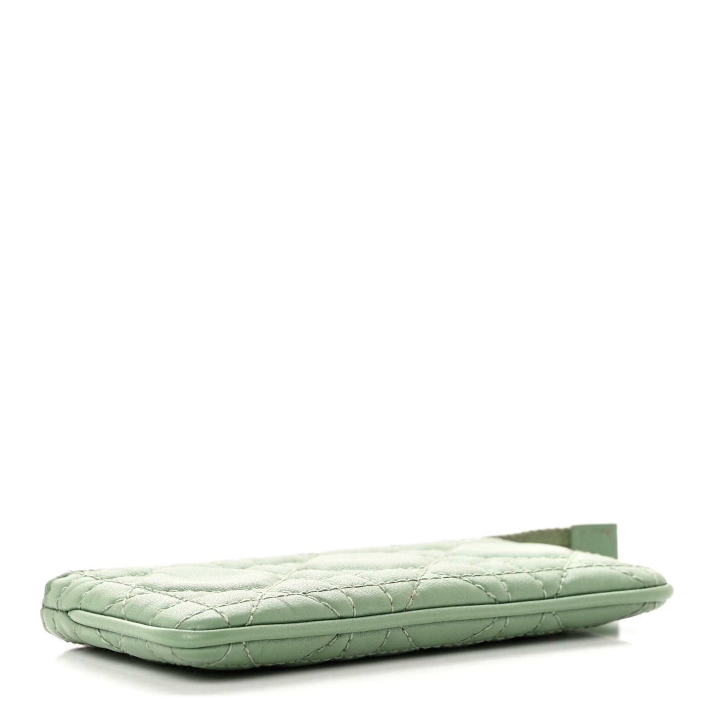 Lambskin Cannage Lady Dior Zipped Key Case Green