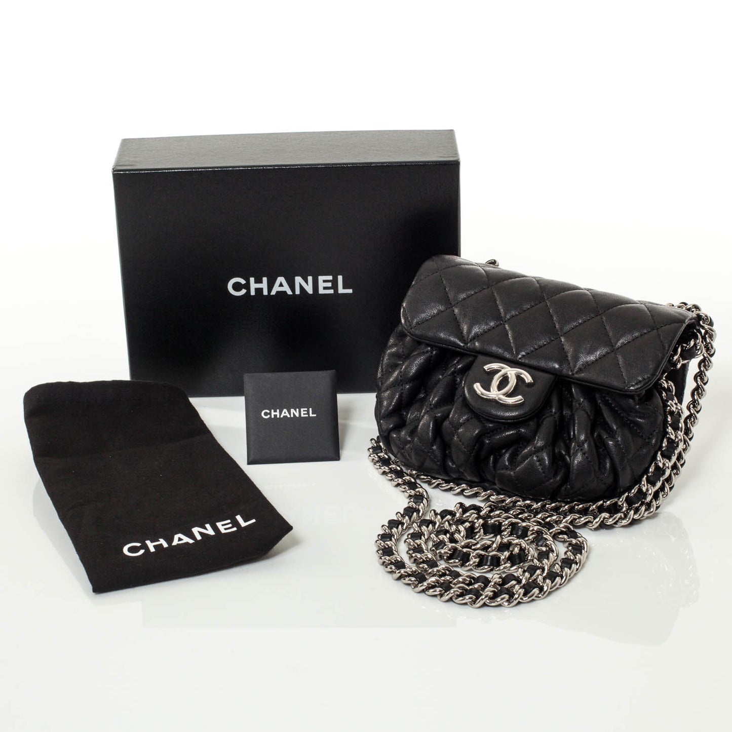 Washed Lambskin Mini Chain Around Messenger Black