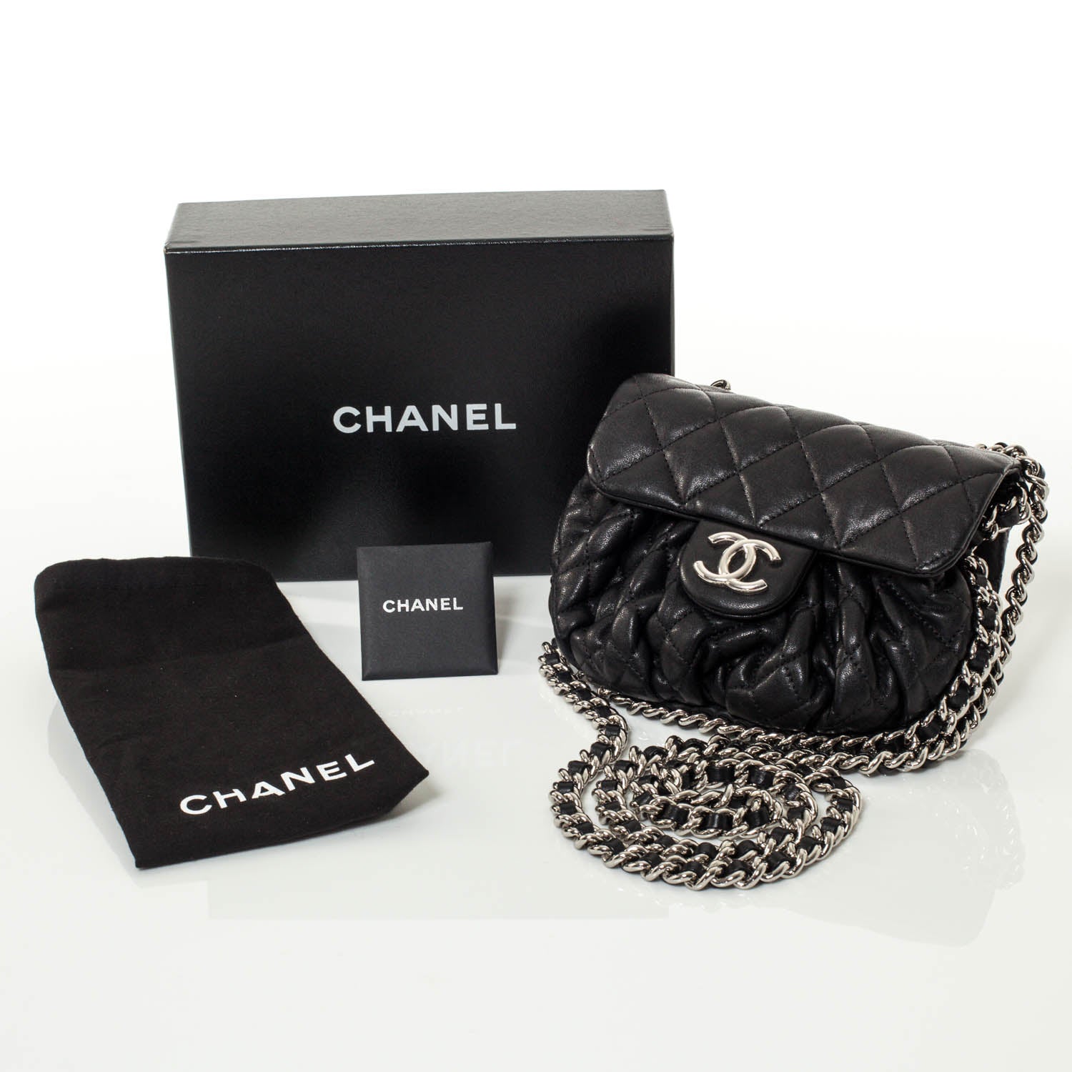 Chanel Washed Lambskin Mini Chain Around Messenger Black 9 of 9