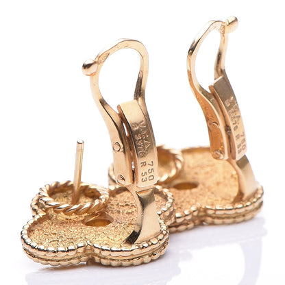 Van Cleef & Arpels 18K Yellow Gold Vintage Alhambra Earrings 9 of 10