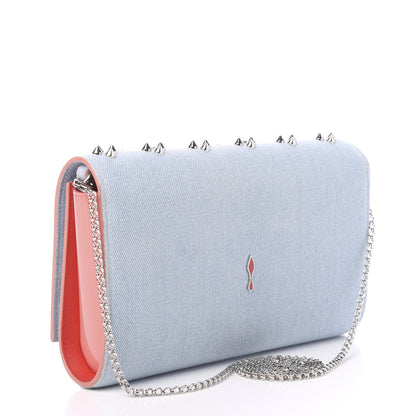 Christian Louboutin Denim Calfskin Patent Pearl Spikes Loubinthesky Paloma Clutch Paloma Blue 3 of 10