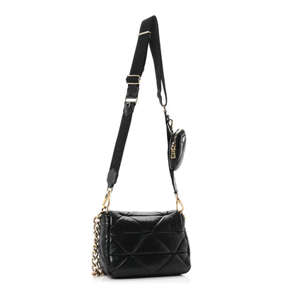 Prada Nappa Re-Nylon Triangle Quilted Patchwork System Flap Shoulder Bag Black 3 of 10