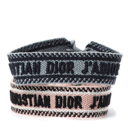 Christian Dior Woven Cotton J'Adior Friendship Bracelet Set Blue Pink 1 of 3