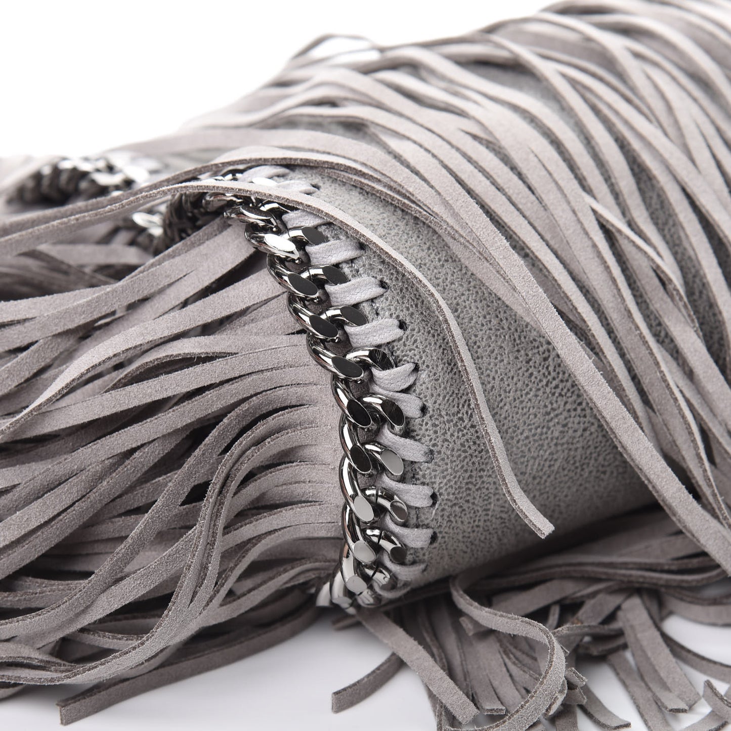 Shaggy Deer Fringe Mini Falabella Tote Grey