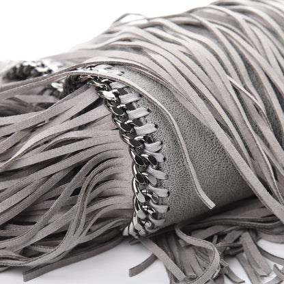 Stella McCartney Shaggy Deer Fringe Mini Falabella Tote Grey 9 of 11