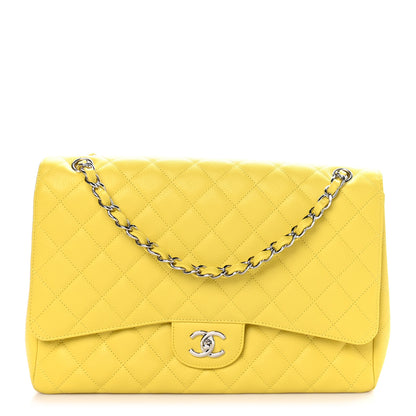 Chanel Caviar Quilted Maxi Single Flap Yellow 1 of 12