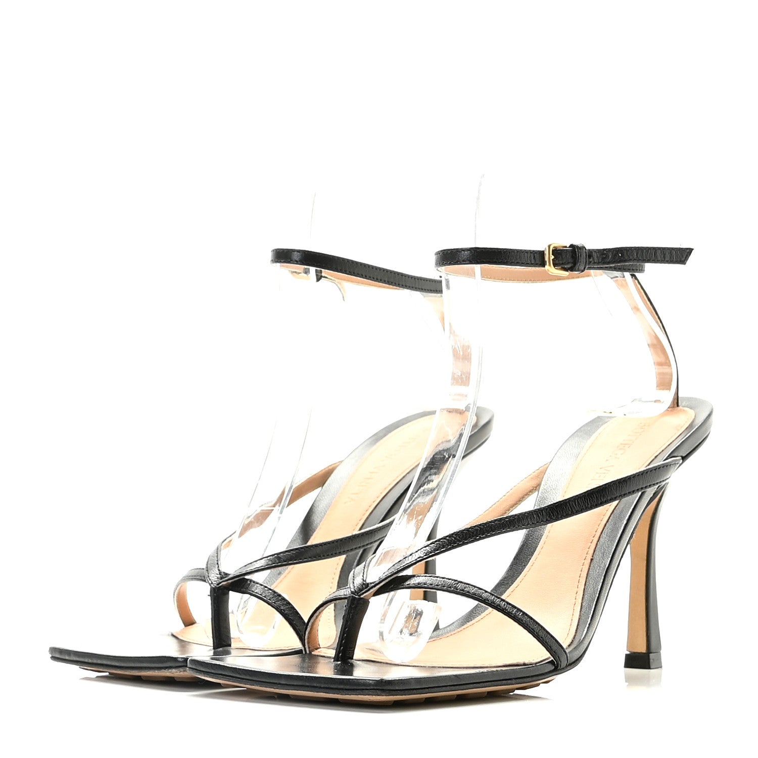 Bottega Veneta Lambskin Stretch Multi Strap 90mm Sandals 36.5 Black 2 of 14