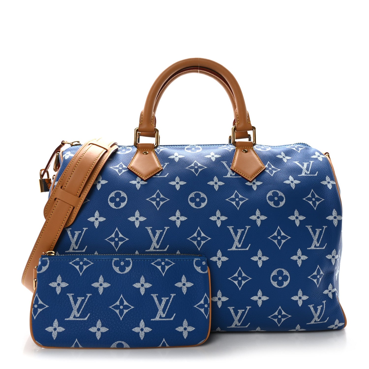 Louis Vuitton Calfskin Monogram Speedy P9 Bandouliere 40 Blue