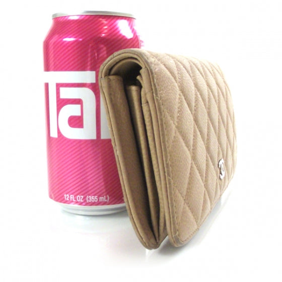 Caviar Quilted Wallet Beige