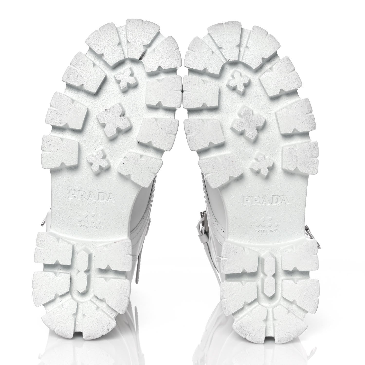 Prada Spazzolato Rois Re-Nylon Metal Triangle Logo Monolith Pouch Pocket 55mm Boots 37.5 White 5 of 9