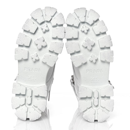 Prada Spazzolato Rois Re-Nylon Metal Triangle Logo Monolith Pouch Pocket 55mm Boots 37.5 White 5 of 9