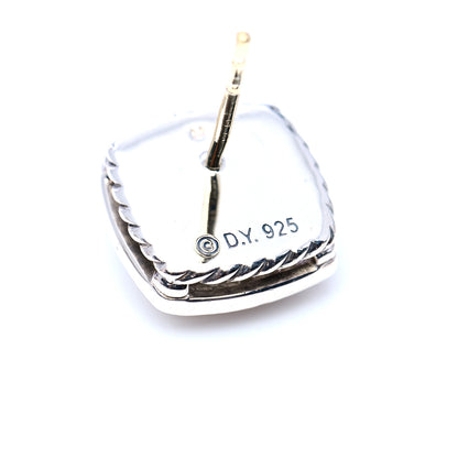David Yurman Sterling Silver Diamond Prasiolite 7mm Petite Albion Earrings 5 of 6