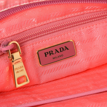 Prada Tessuto Nylon Saffiano Plaid Tote Bag Pink 6 of 10