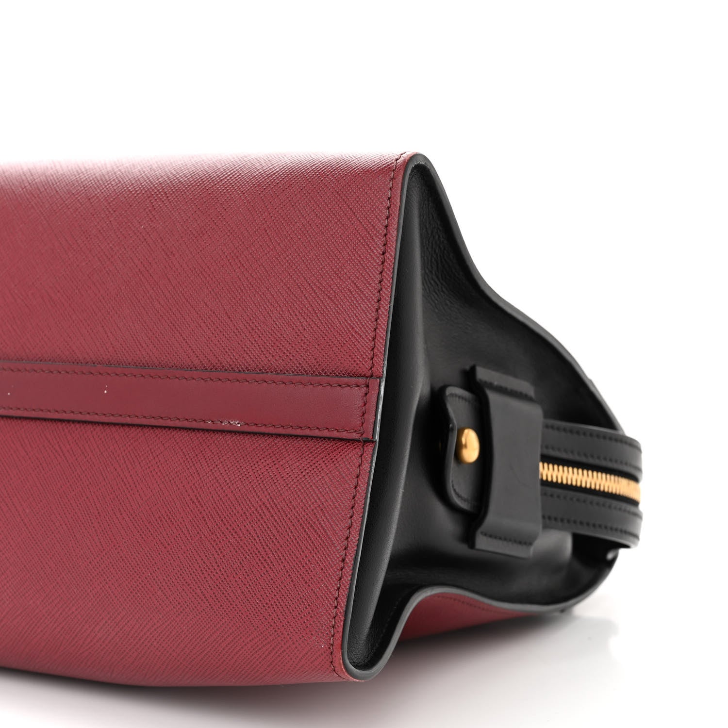 Prada Saffiano City Calfskin Medium Esplanade Red Black 10 of 13