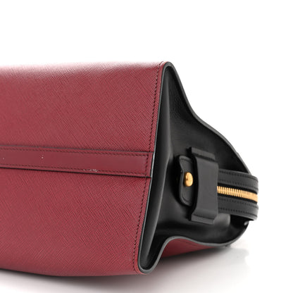 Prada Saffiano City Calfskin Medium Esplanade Red Black 10 of 13