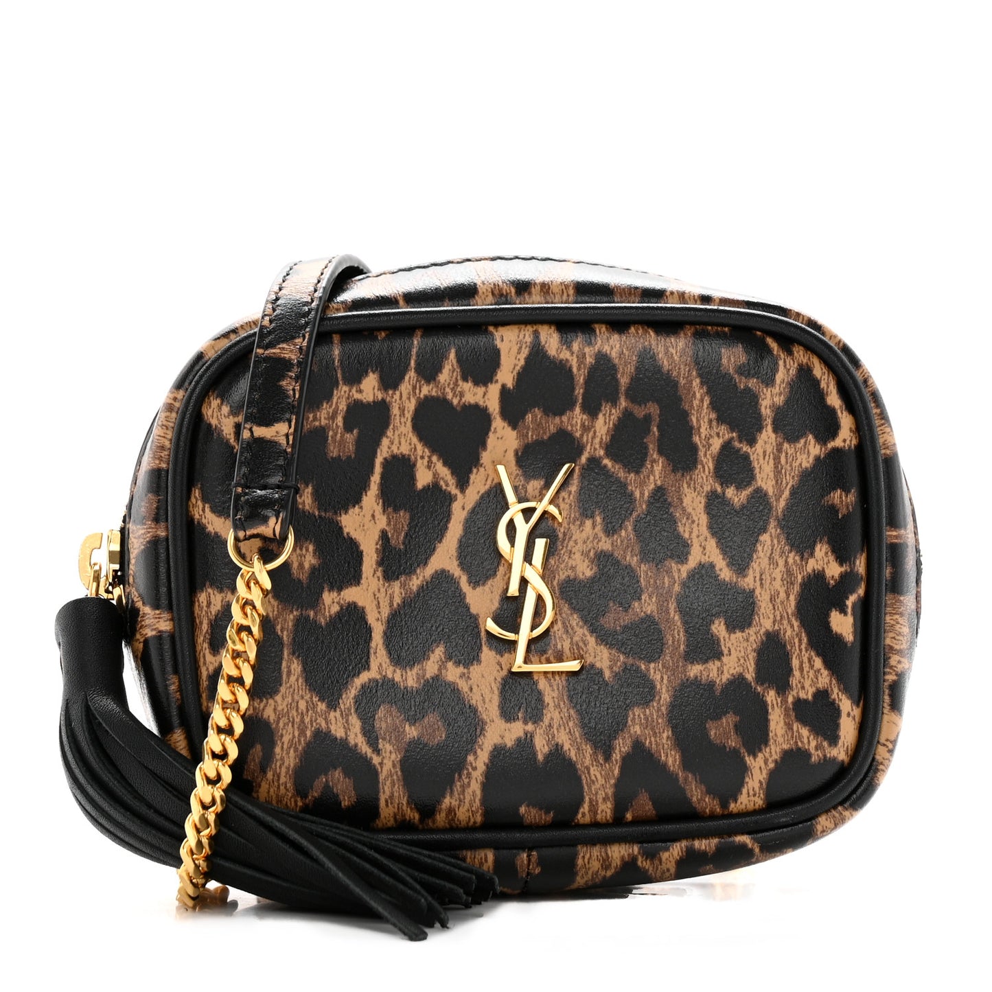 Calfskin Heart Leopard Print Monogram Baby Lou Camera Bag Toffee