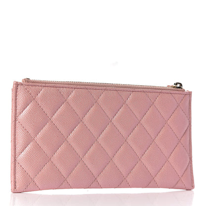 Chanel Iridescent Caviar Quilted Classic Zip Pouch Rose Pink 3 of 8