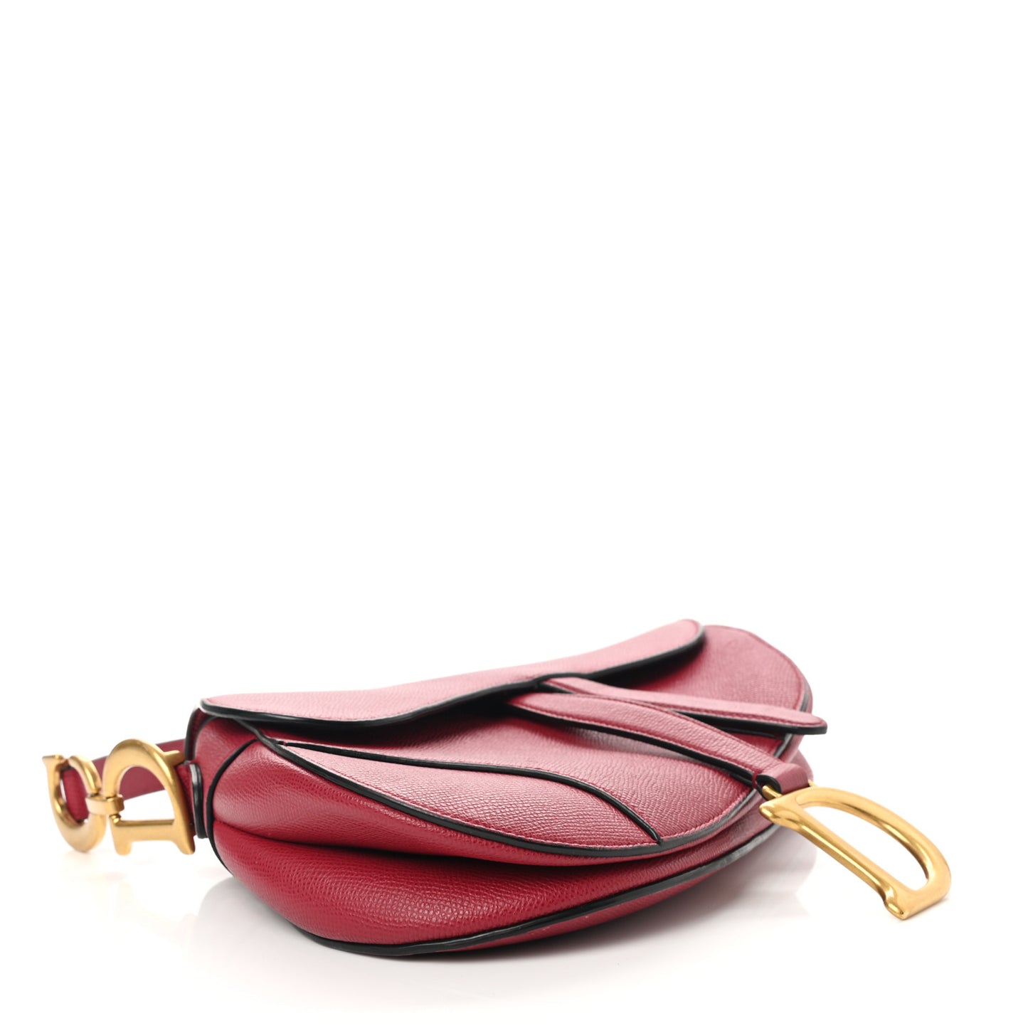 Grained Calfskin Saddle Bag Burgundy