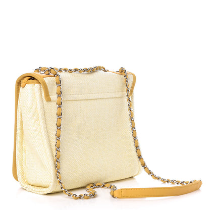 Chanel Woven Straw Raffia Small Deauville Messenger Yellow 3 of 7