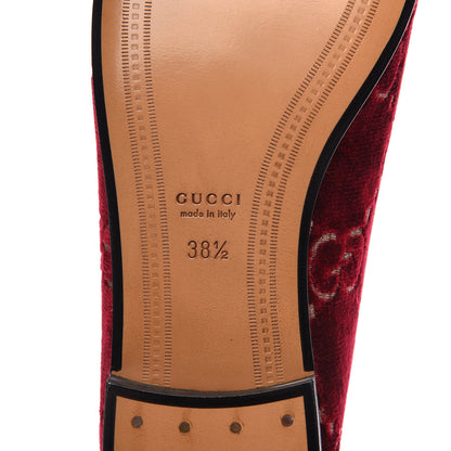 Gucci Velvet Malaga Kid GG Monogram Horsebit Womens Jordaan Loafers 38.5 Red Cipria Romantic Cerise 7 of 9