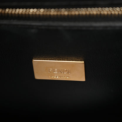 Fendi Vitello Tahiti Burro Medium Peekaboo Iconic Essentially Satchel Tortora Black 7 of 12