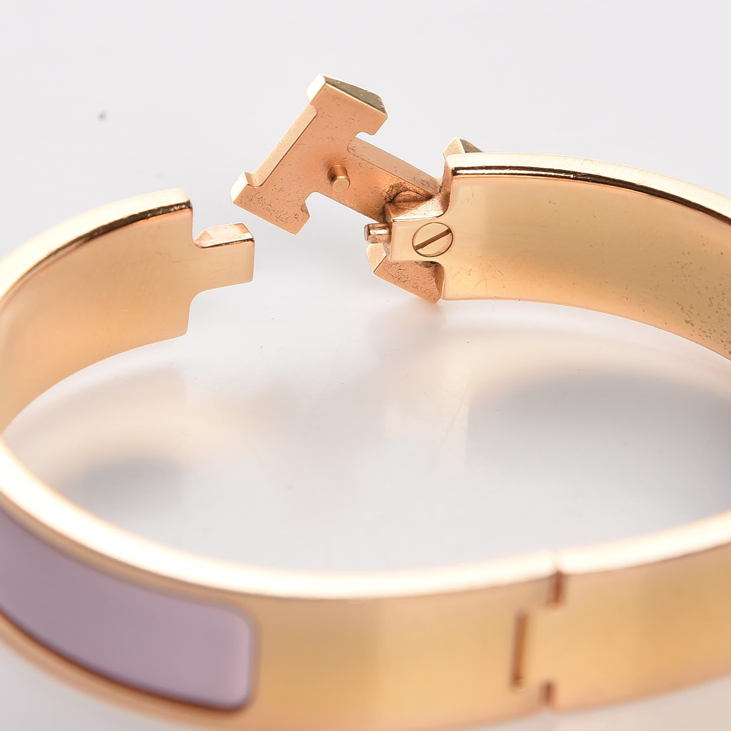 Hermes Enamel Narrow Clic Clac H Bracelet PM Rose Dragee 6 of 7