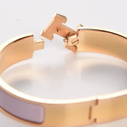 Hermes Enamel Narrow Clic Clac H Bracelet PM Rose Dragee 6 of 7