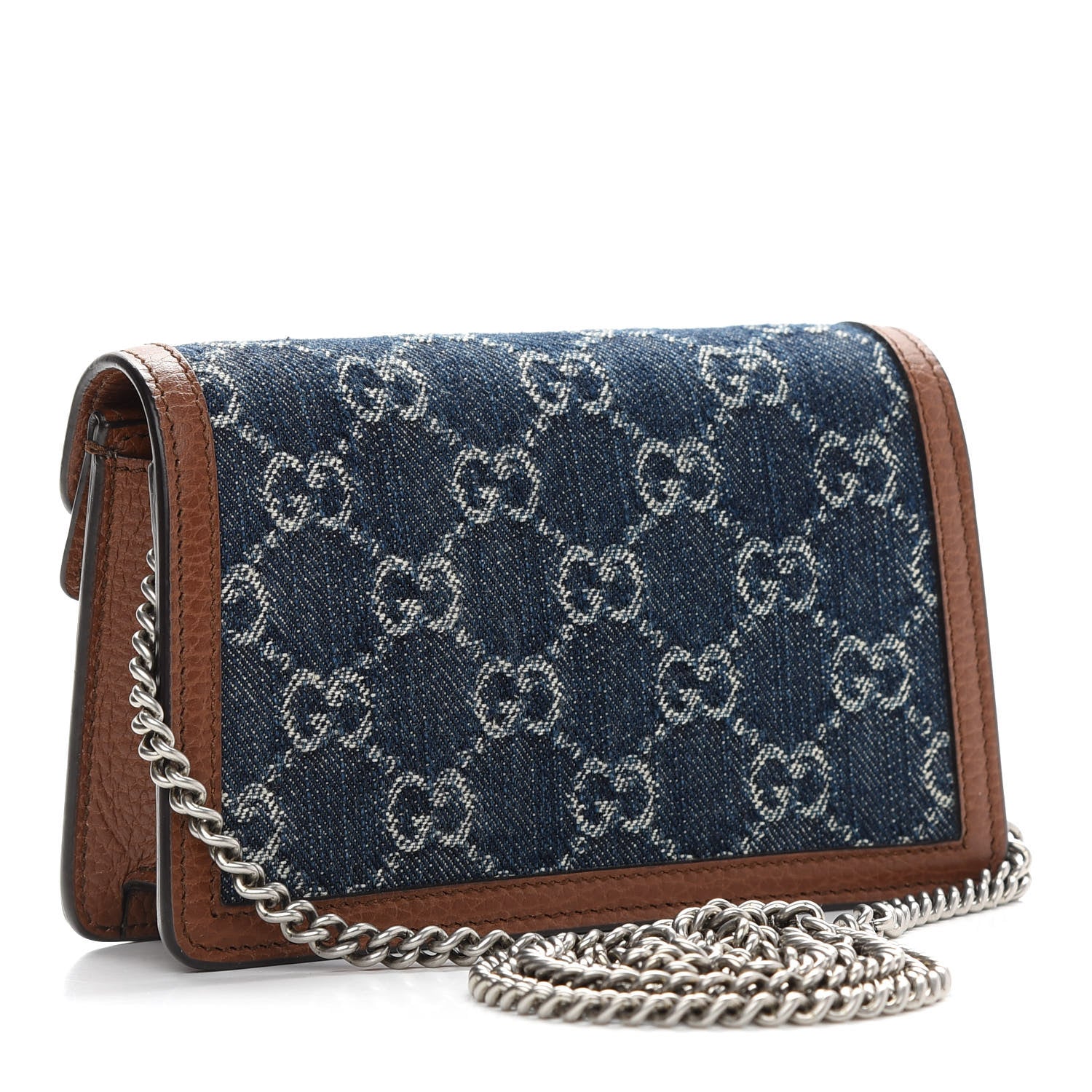 Gucci New Denim GG Monogram Dollar Calfskin Enamel Super Mini Dionysus Shoulder Bag Blue Tea Cuir Epilog Electric Blue 3 of 8