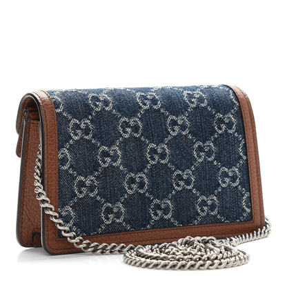 Gucci New Denim GG Monogram Dollar Calfskin Enamel Super Mini Dionysus Shoulder Bag Blue Tea Cuir Epilog Electric Blue 3 of 8