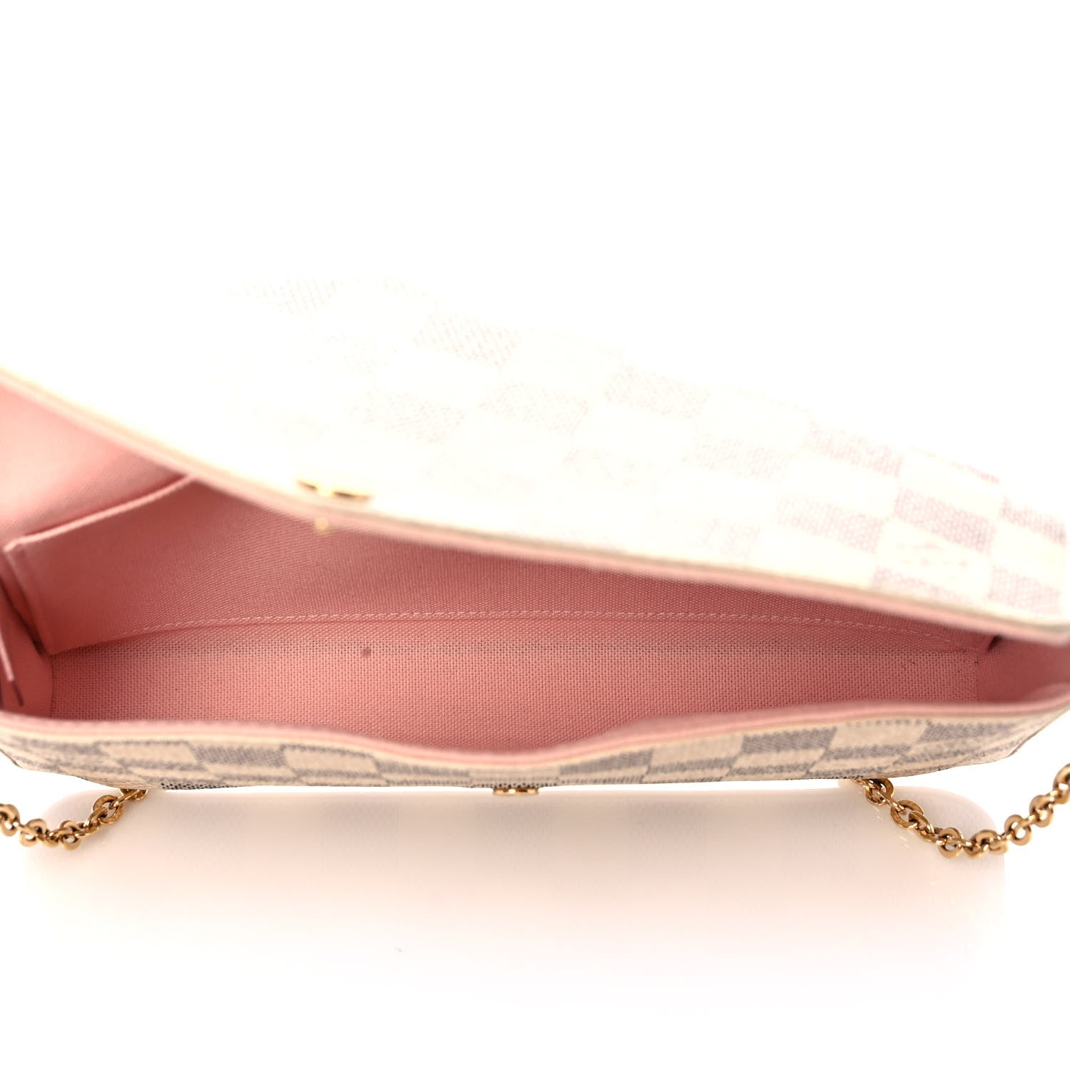 Louis Vuitton Damier Azur Pochette Felicie Chain Wallet Rose Ballerine 5 of 10
