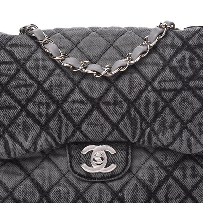 Chanel Washed Denim Quilted Small Denimpression Flap Grey Black 10 of 10