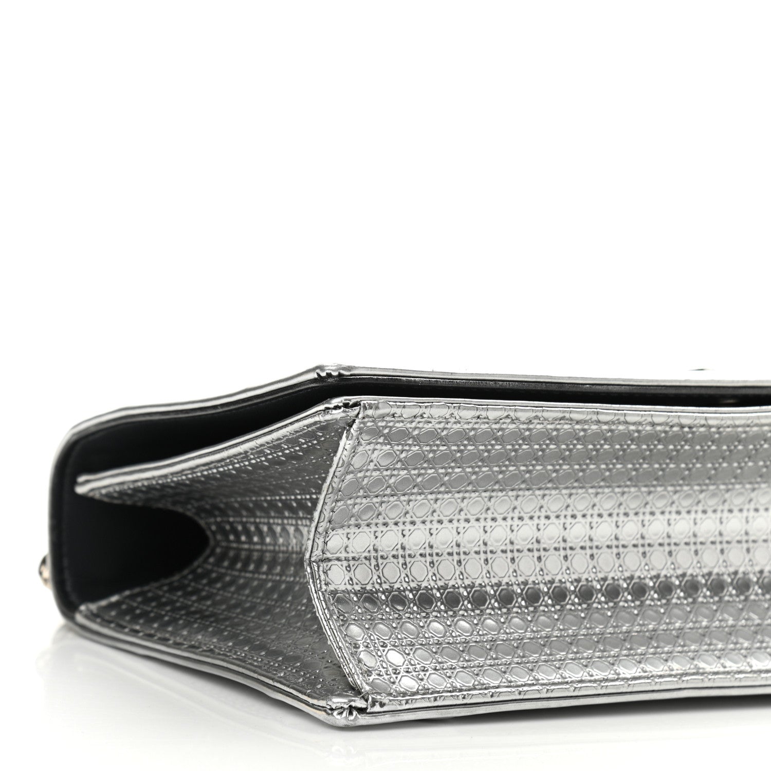 Christian Dior Metallic Patent Micro-Cannage Medium Diorama Flap Bag Silver 8 of 10