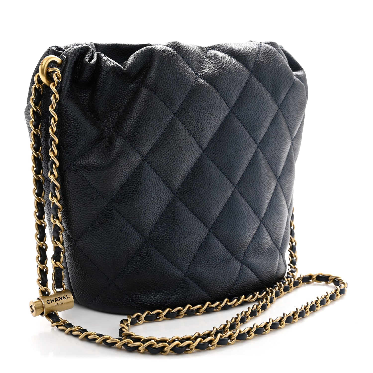 Chanel Iridescent Caviar Quilted My Perfect CC Bucket Drawstring Bag Blue 3 of 11