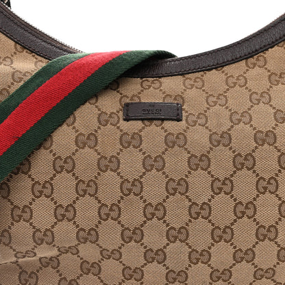 Gucci Monogram Web Medium Half Moon Hobo Dark Brown 8 of 11