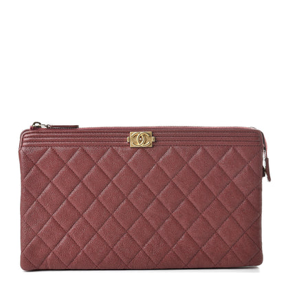 Chanel Caviar Quilted Small Zipped Boy Pouch Burgundy 1 of 10