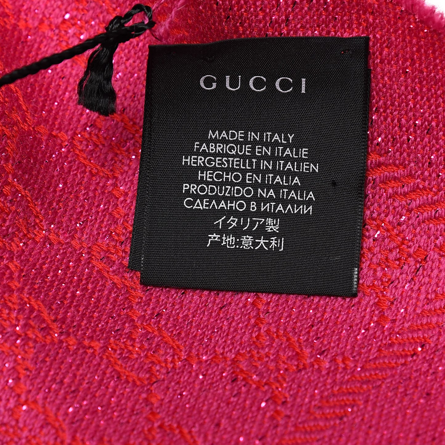 Wool Lame Jacquard GG Monogram Stenlux Scarf Red Pink