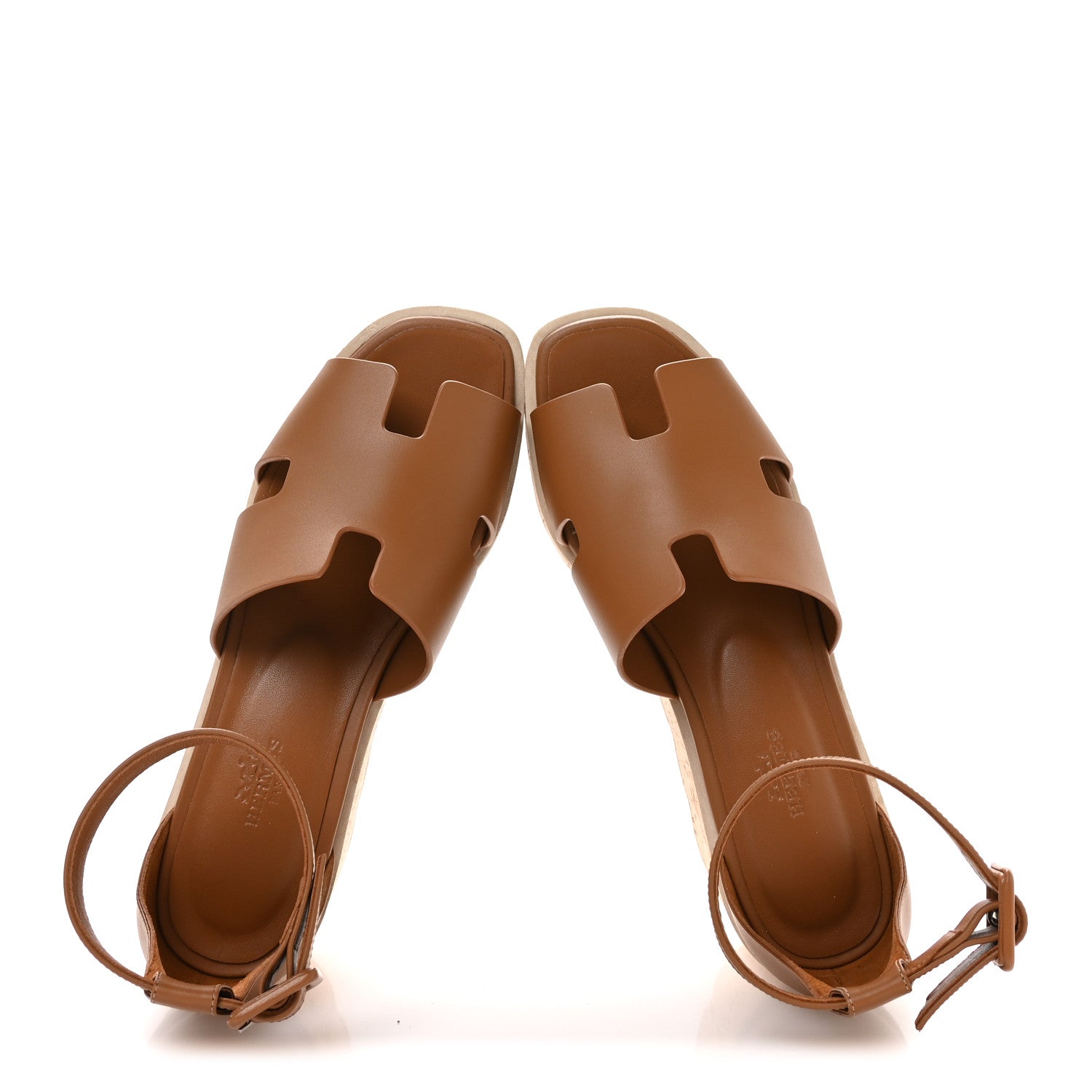Hermes Calfskin Cork Luce 30 Sandals 37 Naturel 2 of 9