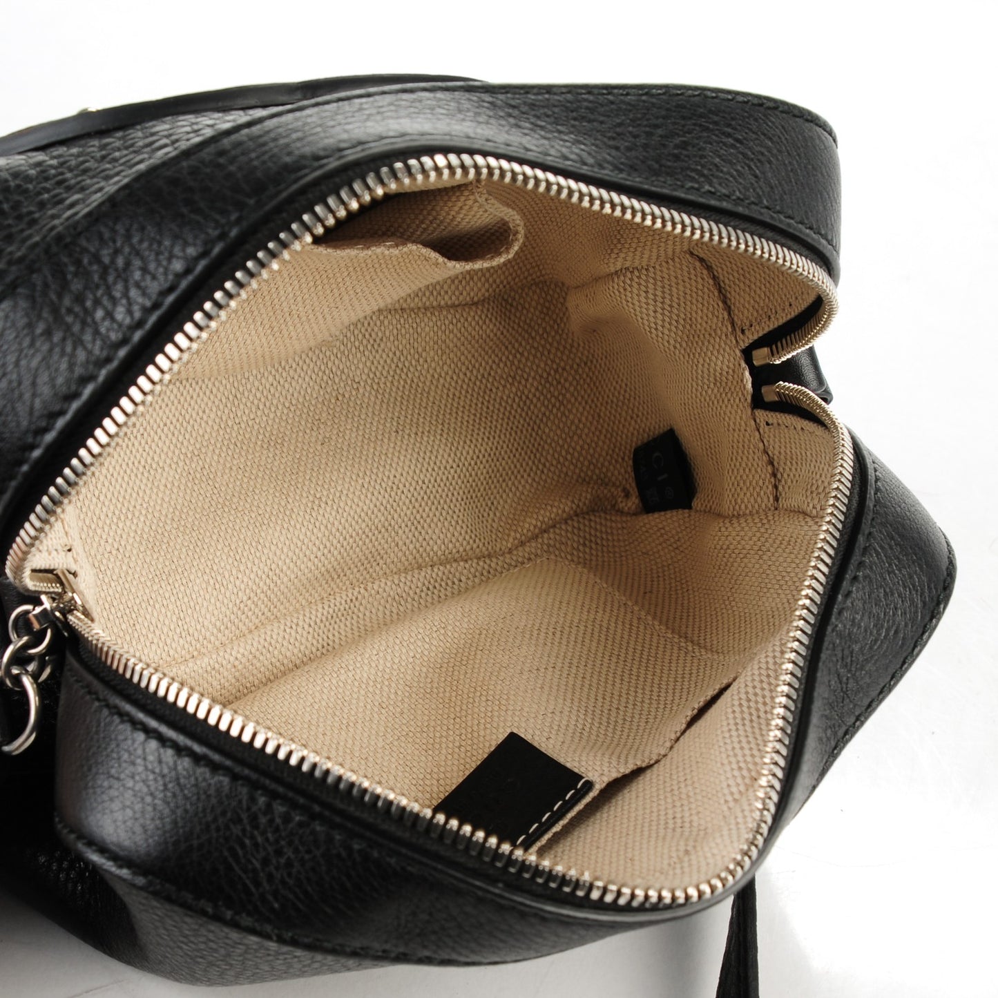 Pebbled Calfskin Studded Small Soho Disco Bag Black