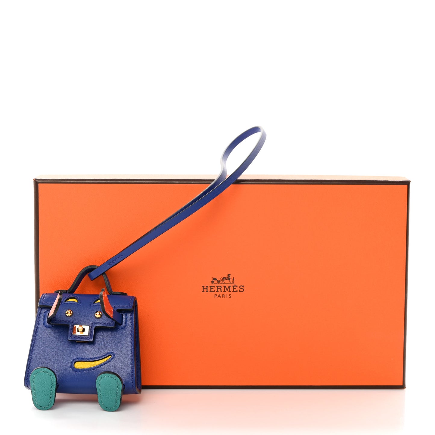 Tadelakt Chevre Mysore Kelly Quelle Idole Bag Charm Bleu Electrique Feu