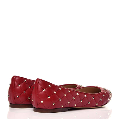 Valentino Garavani Nappa Rockstud Spike Ballerina Flats 38 Red 4 of 7