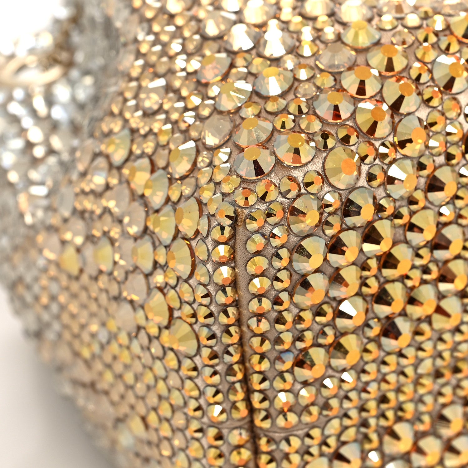 Jimmy Choo Satin Hotfix Crystal Embellished Bon Bon Bucket Bag Gold Silver 7 of 10
