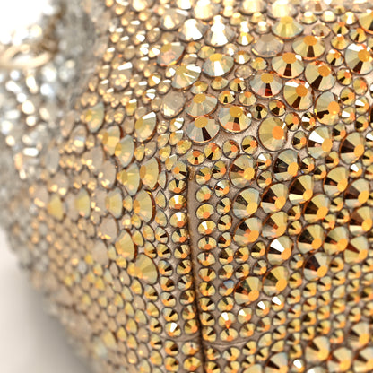 Jimmy Choo Satin Hotfix Crystal Embellished Bon Bon Bucket Bag Gold Silver 7 of 10