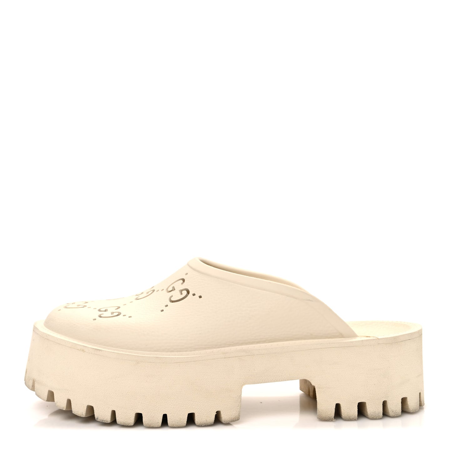 Rubber Monogram GG Go Through Platform Slide Clogs 40 Mystic White