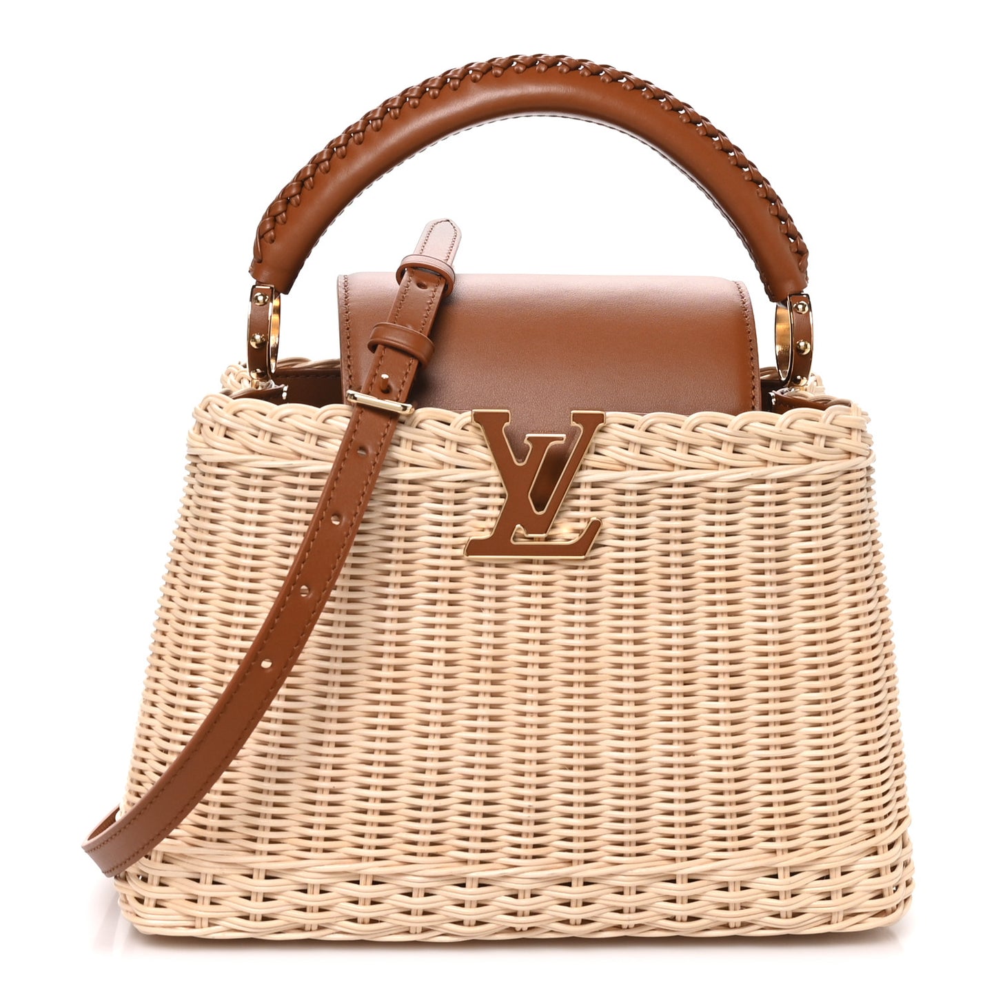 Rattan Calfskin Capucines BB Tan